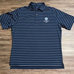 Fairway & Greene Trump National Golf Club Navy Stripe Polo Shirt Mens Size L